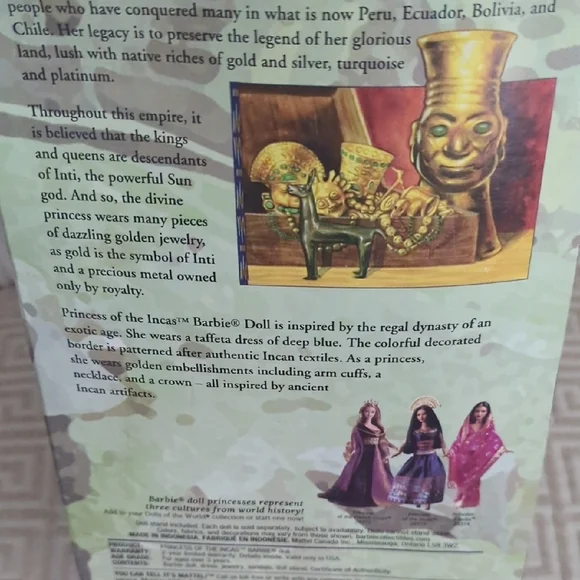 Barbie Princess Of The Incas Collection Doll in Blue and Gold - Picture 13 of 14